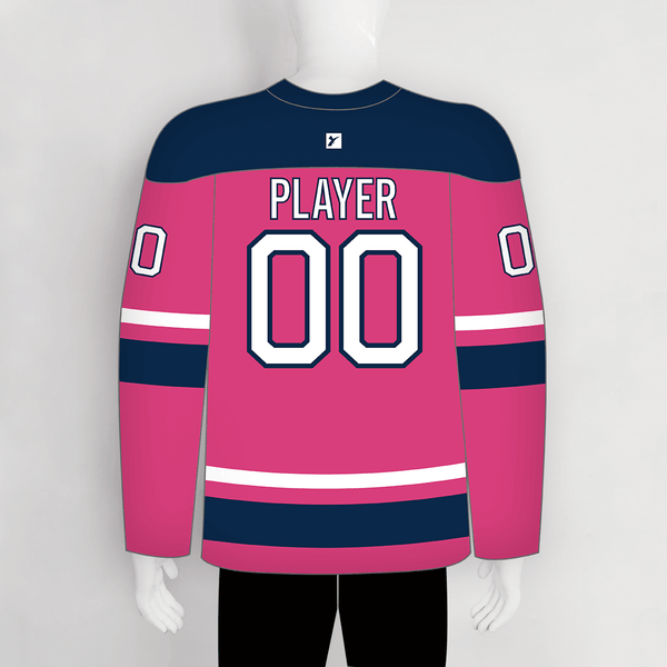 YS52 Pink/Navy Sublimated Ice Roller Hockey Jerseys Custom Design - YoungSpeeds