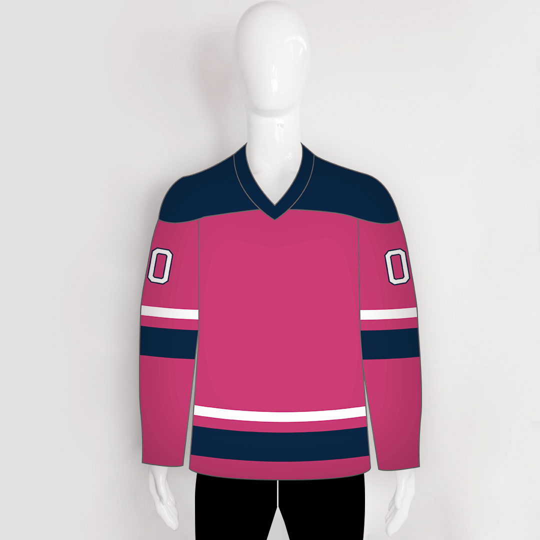 YS52 Pink/Navy Sublimated Ice Roller Hockey Jerseys Custom Design - YoungSpeeds