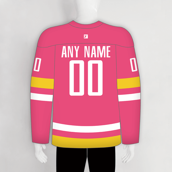 YS54 Pink/Gold/White Custom Blank Hockey Jerseys with Laces - YoungSpeeds