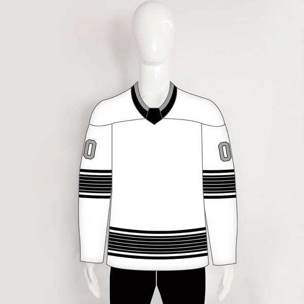 YS63 White/Black Sublimated Ice Roller Hockey Jerseys Custom Design - YoungSpeeds
