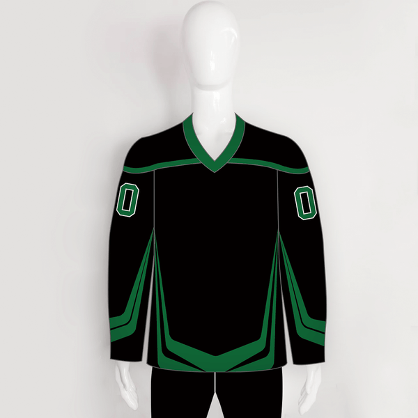 YS68 Black/Green Custom Sublimated Ice Roller Hockey Jerseys Design - YoungSpeeds
