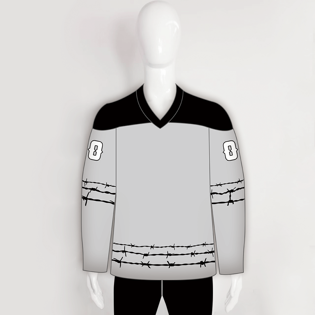 YS78 Grey/Black Sublimated Custom Blank Ice Roller Hockey Jerseys - YoungSpeeds