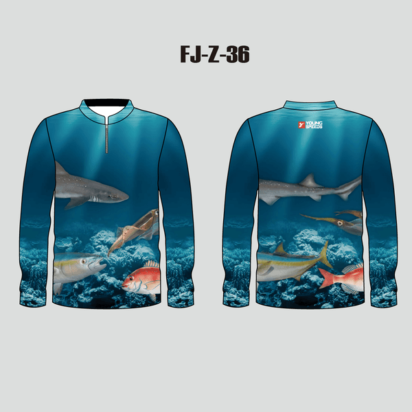 FJZ36 Sea World UV Sublimated Custom Fishing Jerseys 1/4 Zip - YoungSpeeds