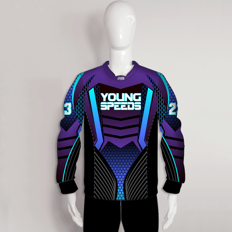 PJZ11 Purple Blue Abstract Hexagone Custom Paintball Team Jerseys - YoungSpeeds