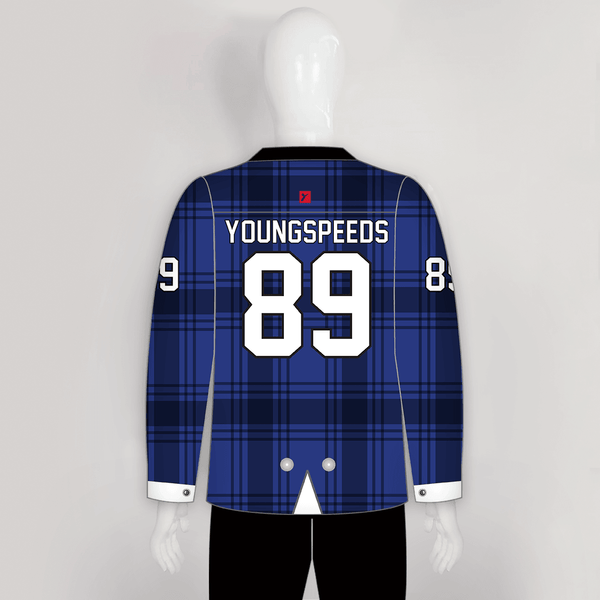 HJZ117 Blue Tuxedo Sublimated Custom Hockey Goalie Jerseys - YoungSpeeds