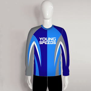 FJZ16 Light Dark Blue Color Block Custom Performance Fishing Shirts - YoungSpeeds