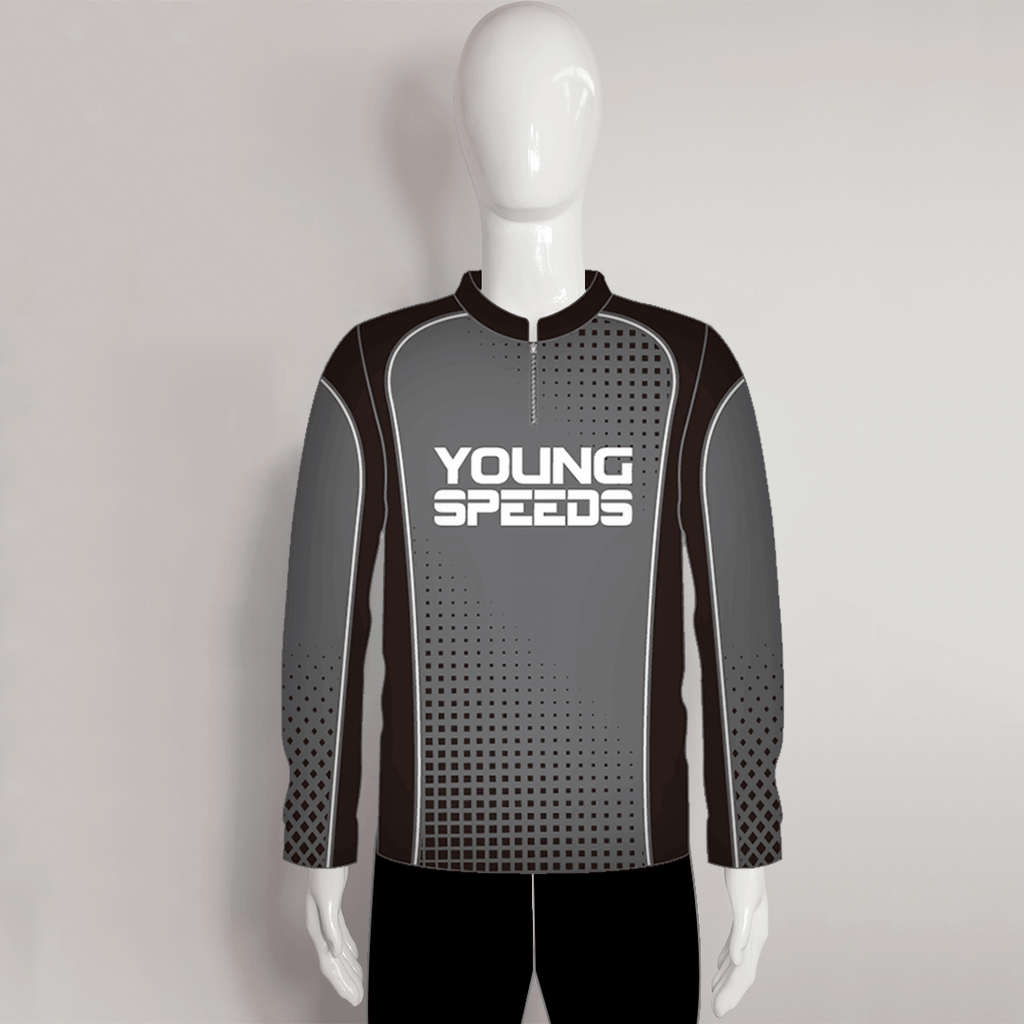 Dark Gray Black Custom Performance Fishing Shirts | YoungSpeeds Crew Neck