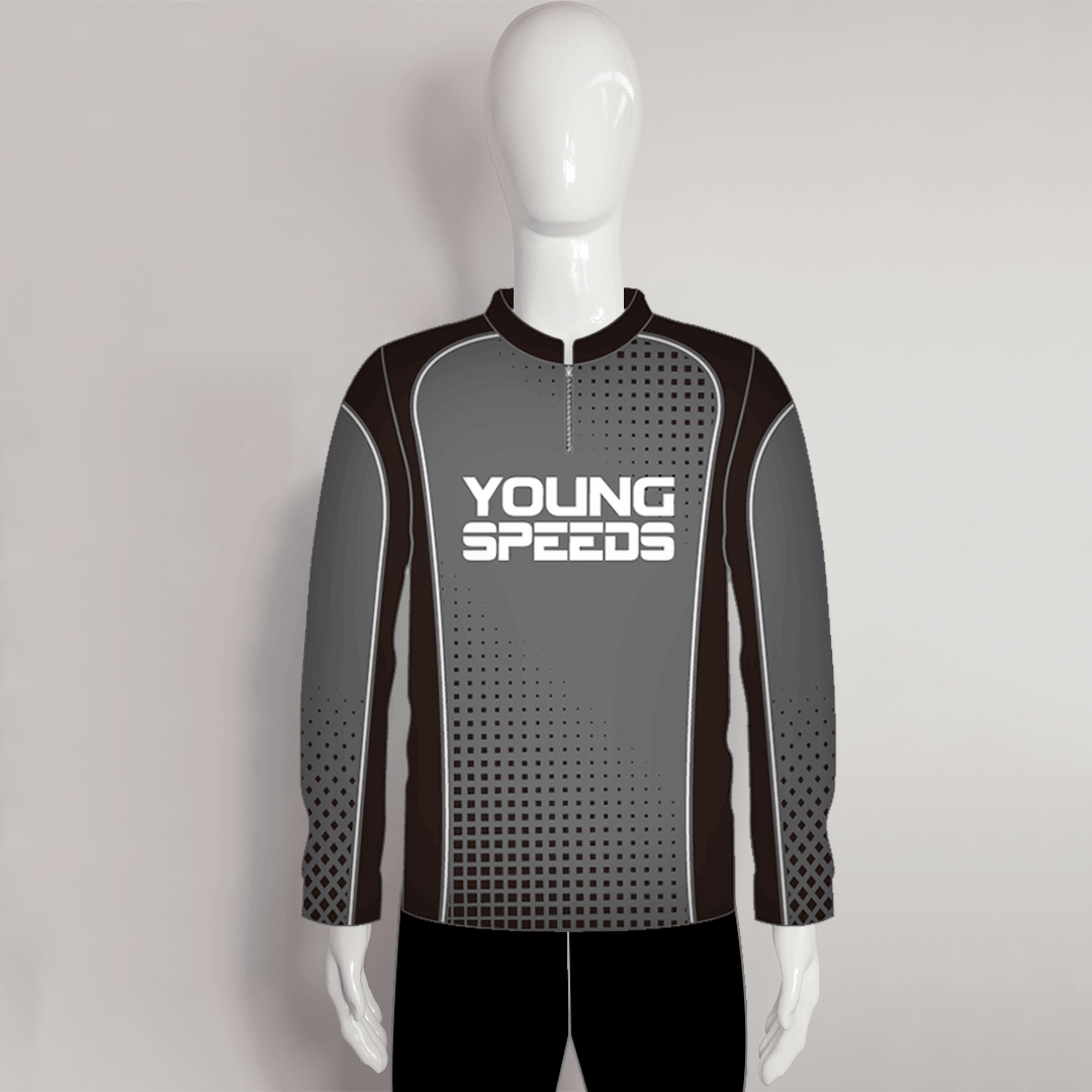 FJZ18 Dark Gray Black Custom Performance Fishing Shirts - YoungSpeeds