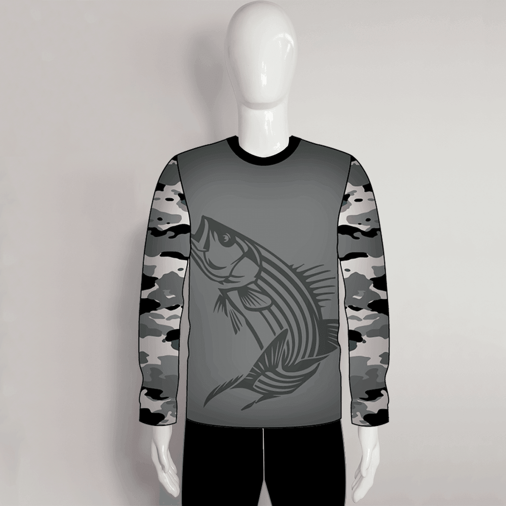 Sublimated Custom Catfish Striped Bass Fishing Shirts Crew Neck