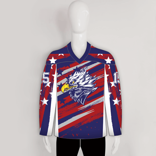 HJZ262 Patriotic Eagle Custom Sublimated Hockey Jerseys - YoungSpeeds