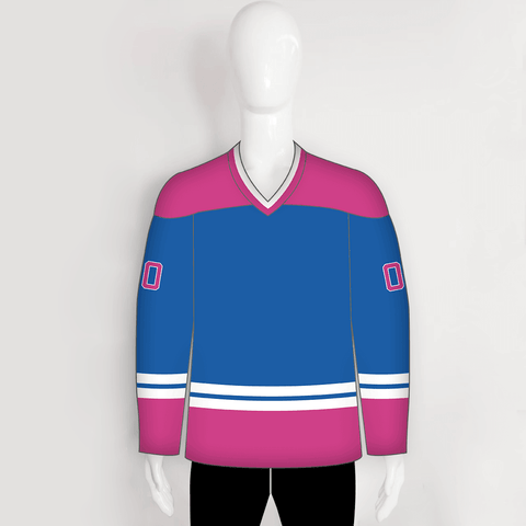 HJZ54 Blue and Pink Custom Sublimated Hockey Jerseys - YoungSpeeds