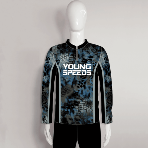FJZ70 Light Blue Gray Performance Custom Fishing Shirts - YoungSpeeds
