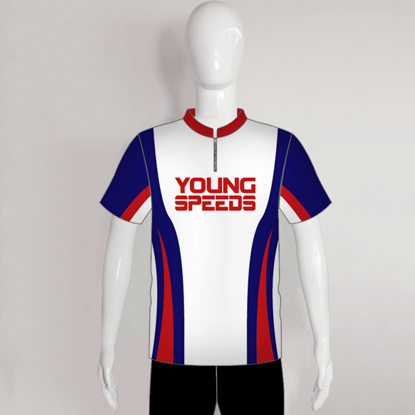 AJX12 White Blue Red Custom Sublimated Archery Team Jerseys - YoungSpeeds
