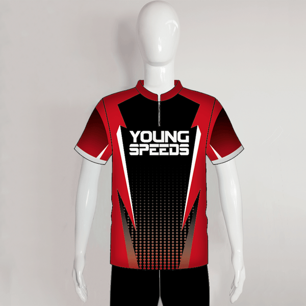 AJX8 Black Red Halftone Pattern Custom Archery Bowhunting Jerseys - YoungSpeeds