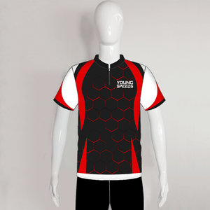SJZ07 Black Red Hexagon Custom Cool Competitive Shooting Jerseys - YoungSpeeds