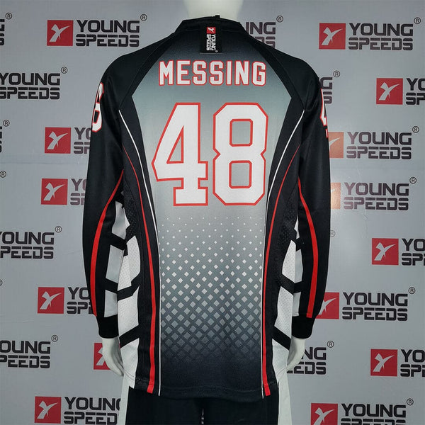 PJX2 Halftone Pattern Unpadded Black Custom Paintball Jerseys - YoungSpeeds