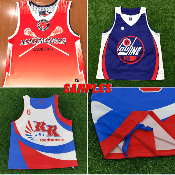 X8 Blue Gold Custom Adults and Youth Lacrosse Pinnies Reversible - YoungSpeeds