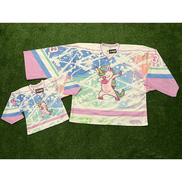 HJL1 Sparkle Dabbing Unicorn Custom Hockey Jerseys - YoungSpeeds