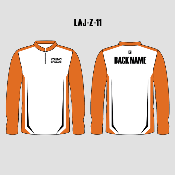 LAJZ11 White Orange Custom Long Sleeve Archery Shooter Jerseys - YoungSpeeds