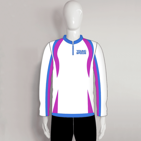 LAJZ12 White Pink Blue Long Sleeve Custom Women's Archery Jerseys - YoungSpeeds