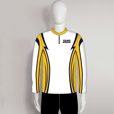 LAJZ14 White Yellow Long Sleeve Custom Archery Team Shirts Jerseys - YoungSpeeds