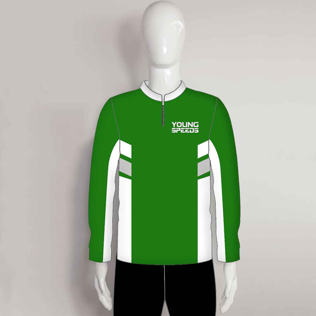 LAJZ2 Green White Long Sleeve Custom Sublimated Archery Jerseys - YoungSpeeds