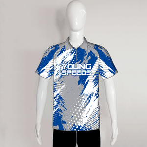 BJZ5 Grey Blue Abstract Cool Sublimated Custom Bowling Jerseys - YoungSpeeds