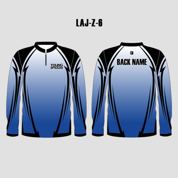 LAJZ6 Gradient Blue Custom Long Sleeve Archery Team Jerseys - YoungSpeeds