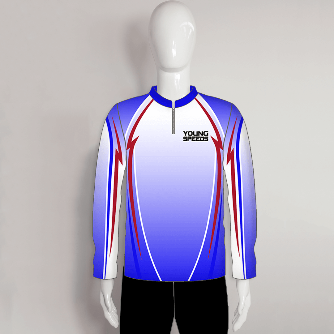 LAJZ7 White Blue Red Long Sleeve Custom Archery Bow Hunters Shirts - YoungSpeeds
