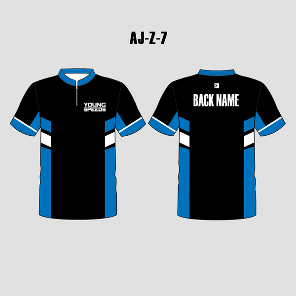 AJZ7 Black/Blue/White Performance Custom Archery Jerseys - YoungSpeeds