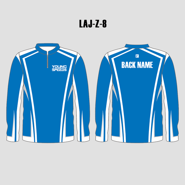 LAJZ8 Blue Custom Sublimation Long Sleeve Archery Jersey - YoungSpeeds